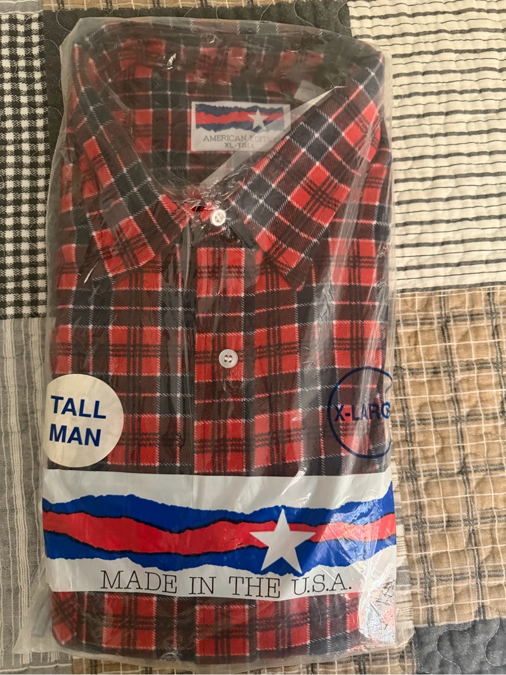 Vintage American Edition Plaid Flannel Shirt XL Tall 100% Cotton NOS